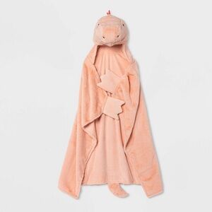 Dinosaur Sensory Friendly Kids Hooded Blanket - Pink